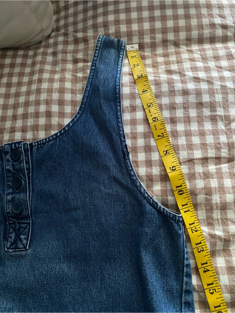 Denim Pinafore Dress with Front Pockets - Picture 4 of 5